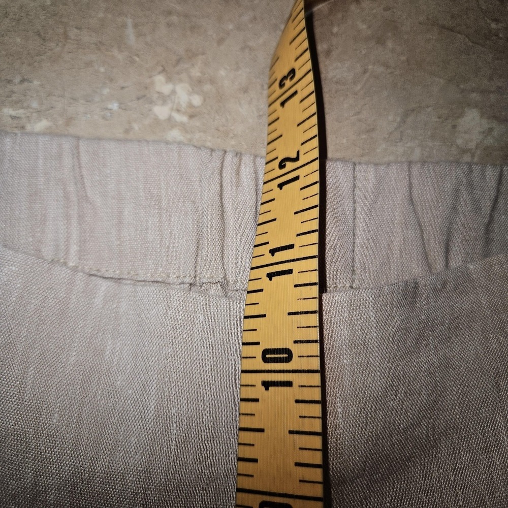 J Jill Linen Stretch Pants Women L Petite Beige Crop Straight Preppy Coastal - Picture 10 of 14